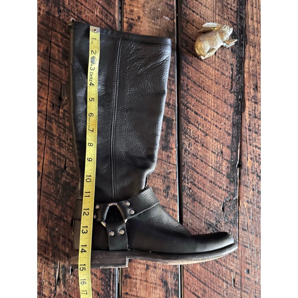 Womens Size 5.5 Black Leather FRYE "Olivia" Tall Zip Up Harness and Buckle Boots - Picture 17 of 17